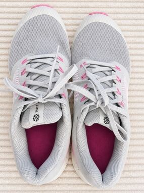 Nike Light Gray Athletic Sneakers with Pink Accents